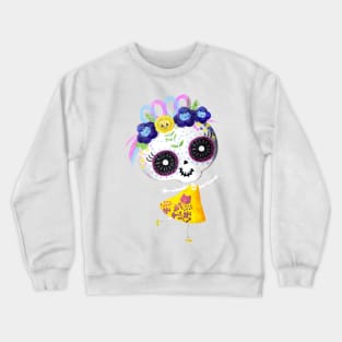 Cute Skeleton Girl Dia de los Muertos Crewneck Sweatshirt